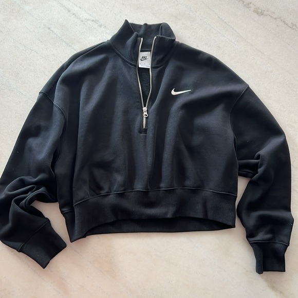 Nike Tops - Nike Sportswear Phoenix Fleece Women's 1/2-Zip Cropped Sweatshirt Medium Black
